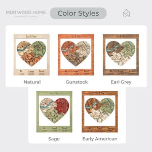 Personalized Puzzle Map - 5th Wedding Anniversary Couples Gift, Custom Locations Framed Wood Wall Art SAGE
