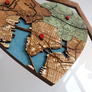 Personalized Puzzle Map - 5th Wedding Anniversary Couples Gift, Custom Locations Framed Wood Wall Art image 2