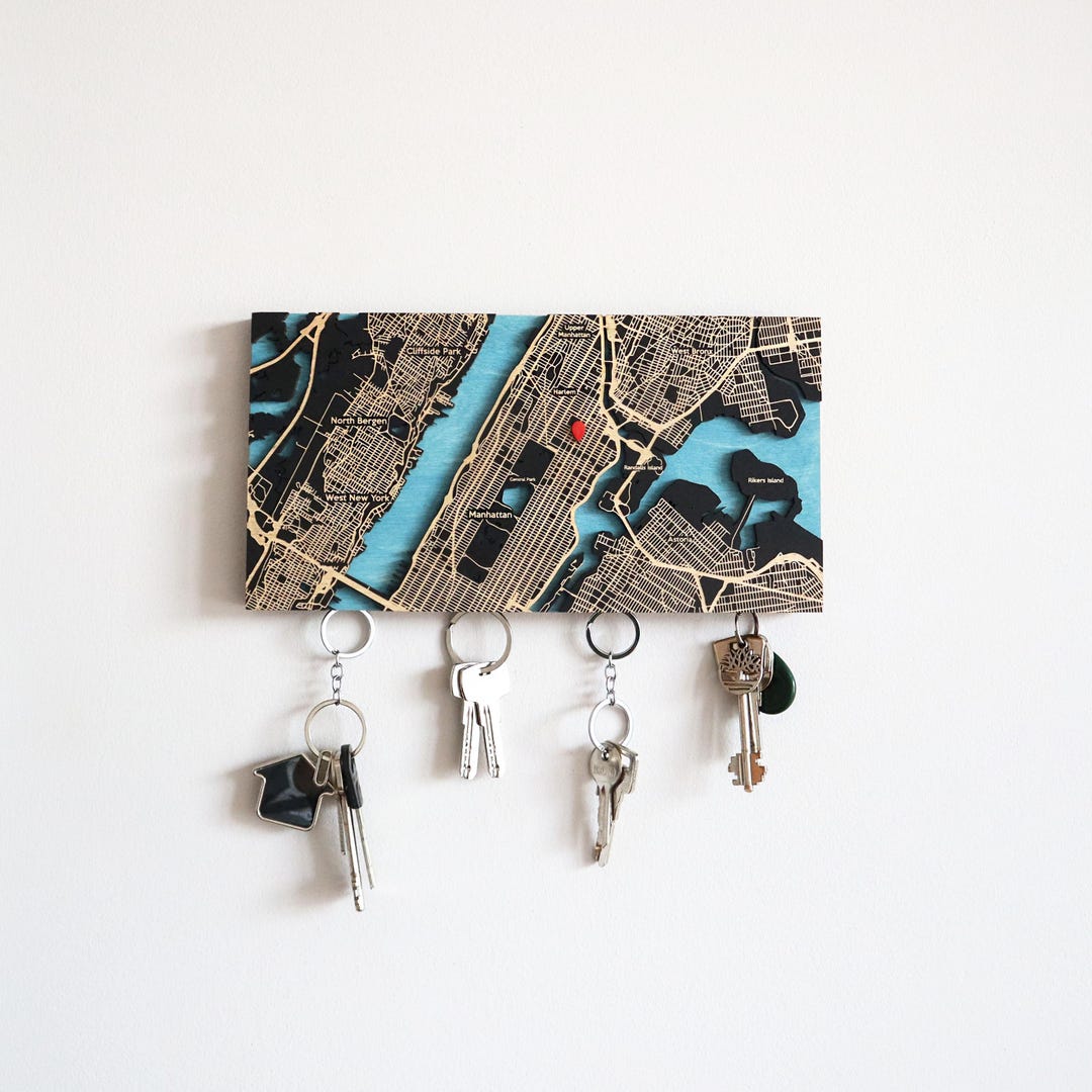 Wall Key Station, Custom Map Magnetic Organizer for Modern Entryway - Etsy