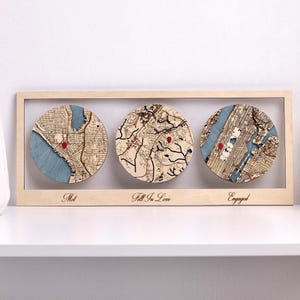 Couple Timeline Map: Met, Fell in Love Engaged Keepsake Gift