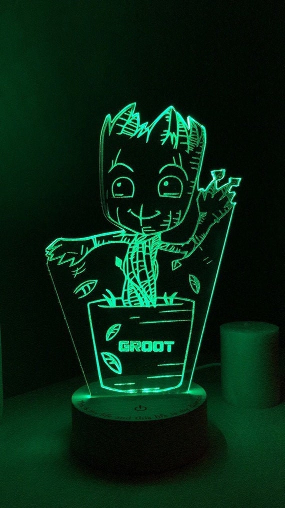 Baby Groot Night Table Lamp LED Groot Shade Multicolor Night | Etsy