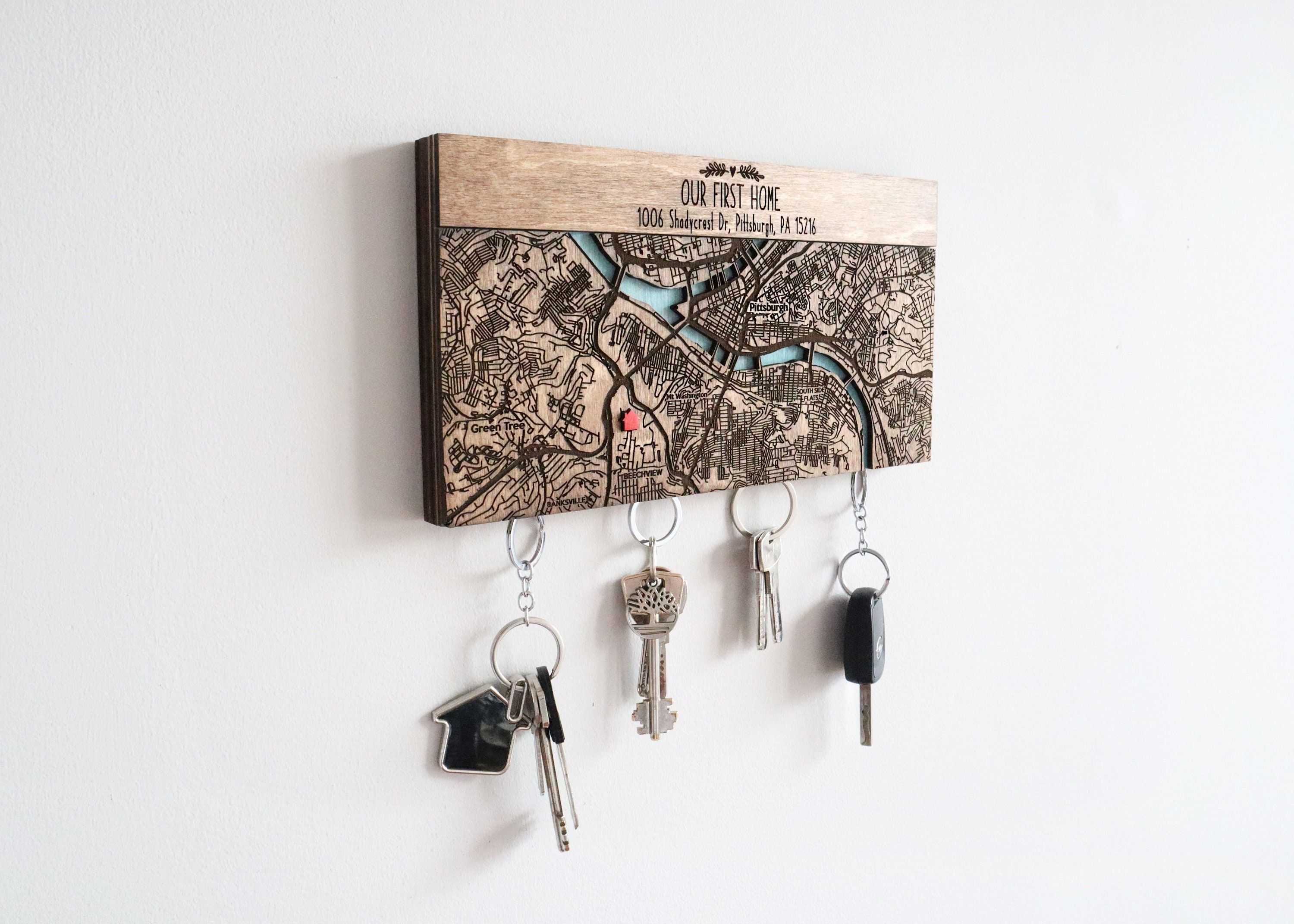 Porte-clés de localisation de carte personnalisé pour mur, cadeau du 5e  anniversaire, organisateur de clé magnétique personnalisé, crochet de clé  pour mur, cadeau de clôture de l'agent immobilier -  Canada