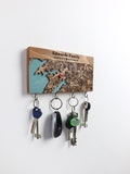 Personalized Key Holder For Wall, Custom Coordinates/City Map, Key Rack with Hooks, Housewarming Gifts for Couples, Map Entryway Organizer product logo