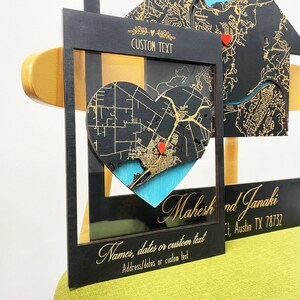Housewarming Gift for Couple, First Home Custom Framed Wood Map Wall Art, New Home Owner Gift, Personalized Long Distance Gift image 6