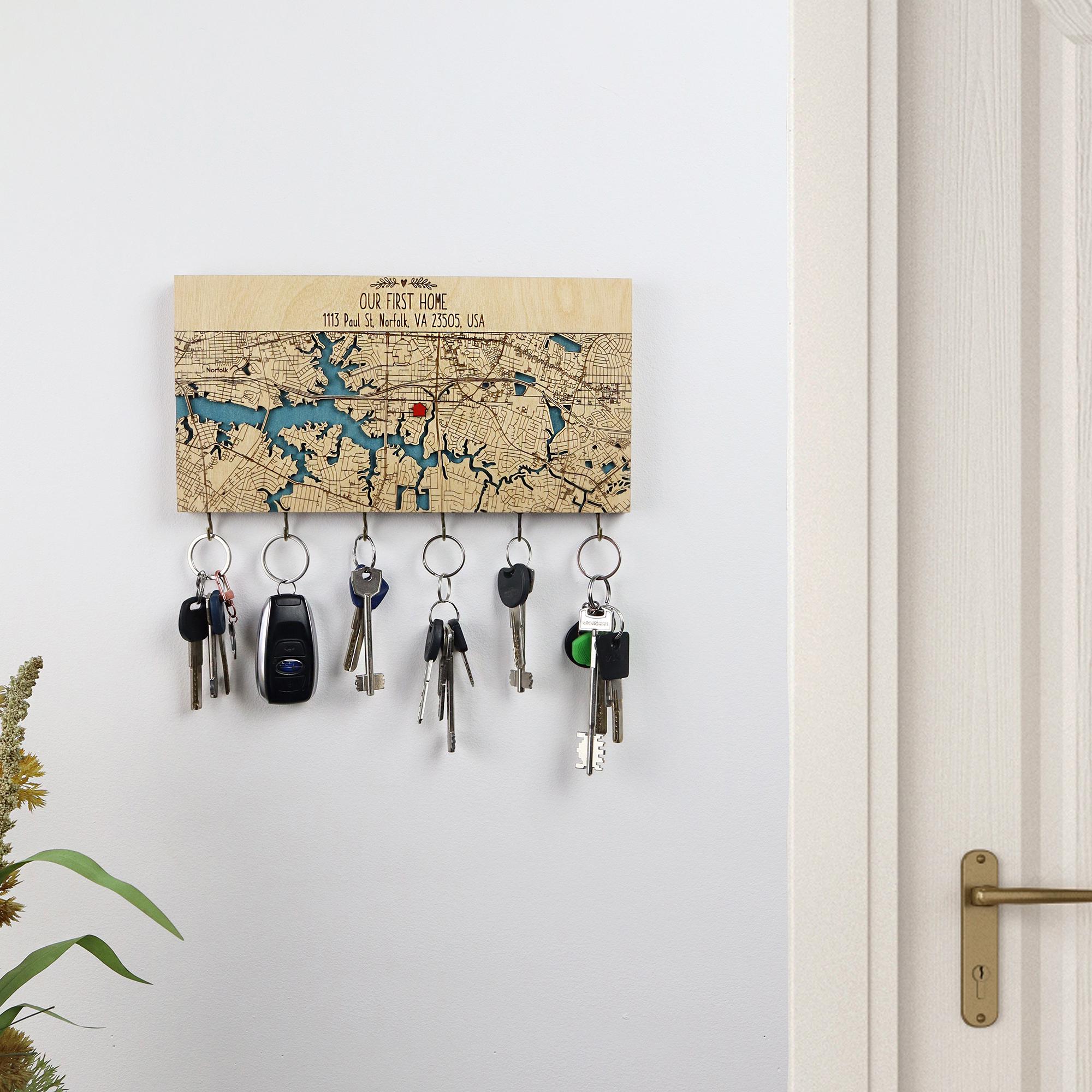 Map Key Rack, First Home Wall Hooks for Minimalist Entryway Decor - Etsy