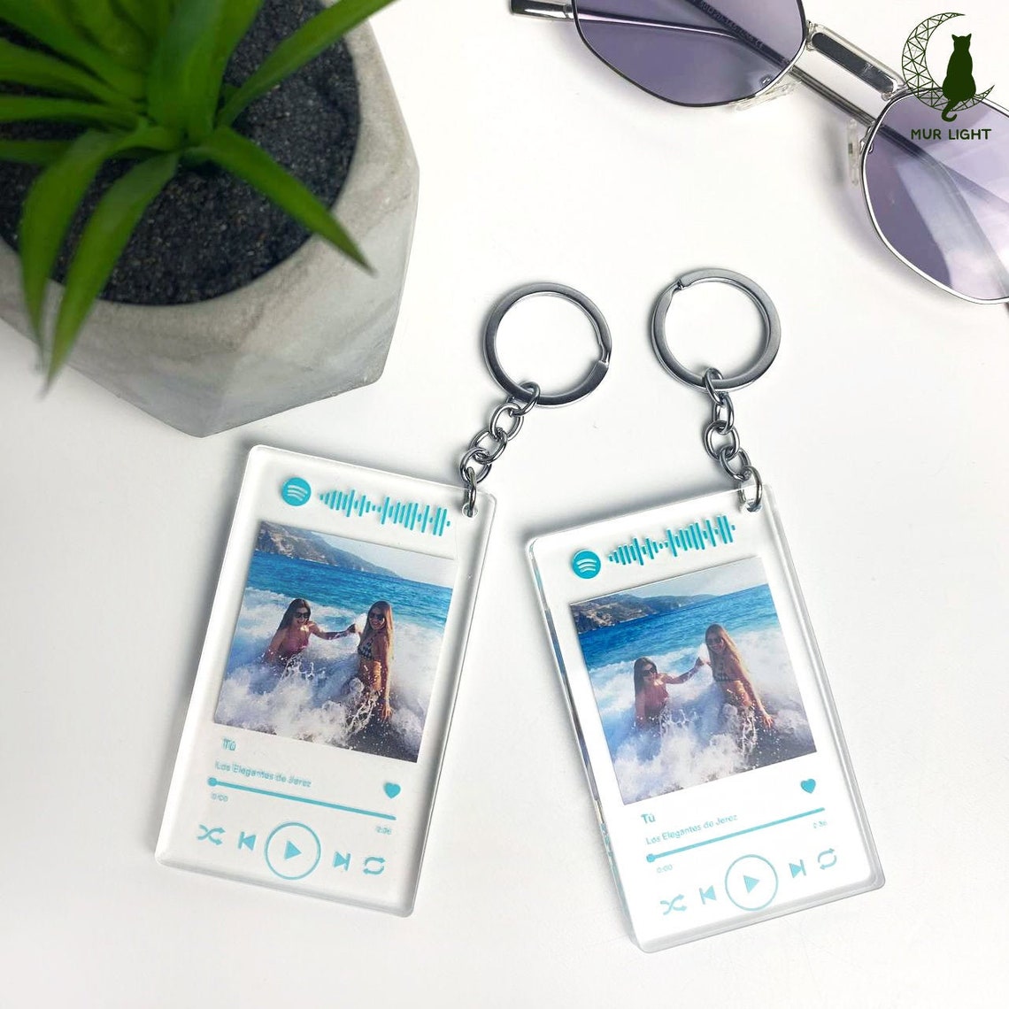 Music Keychain Set of Scannable Spotify Glass Code Keychains Etsy