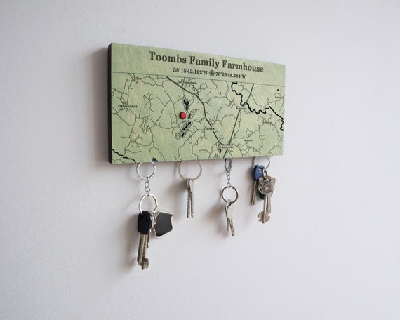 Porte-clés personnalisé pour mur moderne, porte-clés mural magnétique avec  coordonnées personnalisées Carte en bois, nouveau cadeau de pendaison de  crémaillère, carte de localisation -  Canada