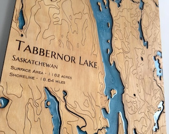 Custom Lake Wooden Map: Coastal Anniversary Gift with Pins