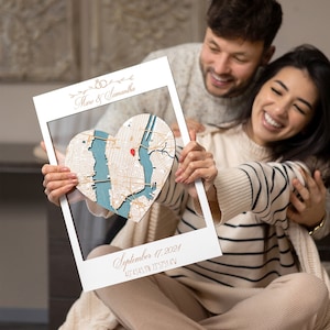 Presente de casamento personalizado, mapa de cidade/localização personalizado gravado, presente de 5º aniversário, arte de parede de mapa de madeira personalizado, presentes para casais recém-casados