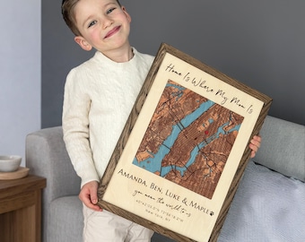 Framed Wood Map for Mom, Family Keepsake for Mother's Day Gift