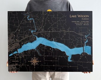 Personalised Lake Map, Shoreline Wall Art for Modern Lake House, Housewarming Cabin Decor