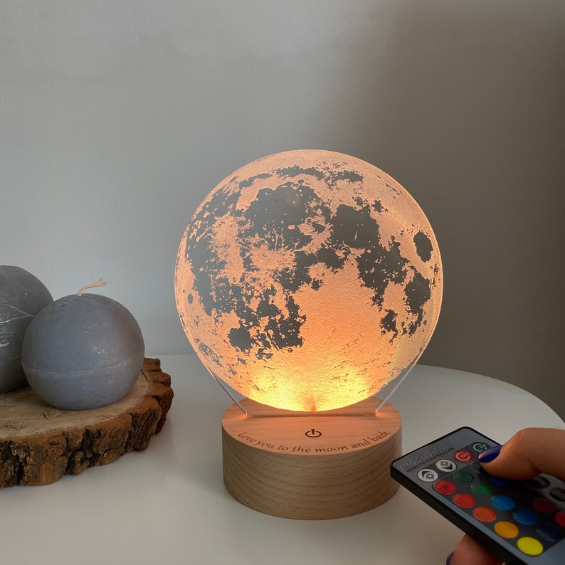 3D Moon Lamp Bedside Table Desk Lamp Personalized Moon Etsy