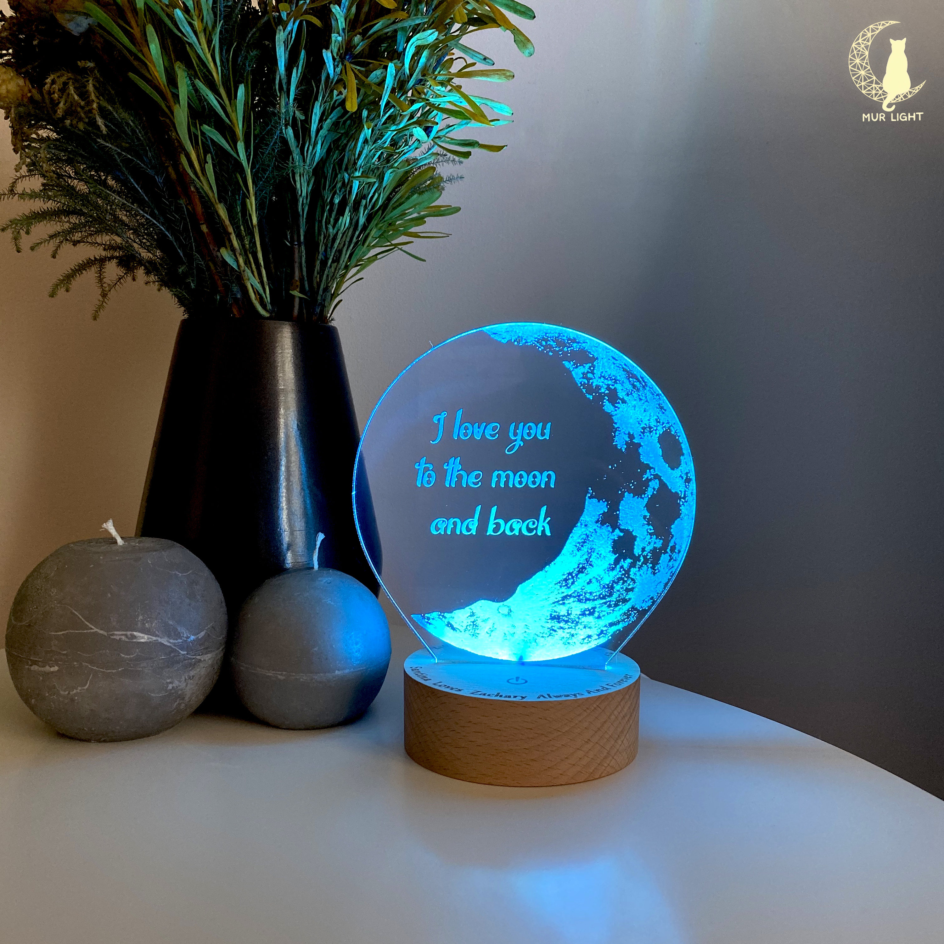 Half Moon Bedside Desk Lamp Personalized Moon 3D Light LED Etsy