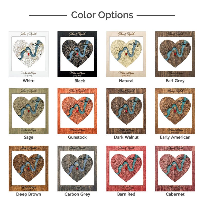 Wedding Story Map, Three Location Wood Art for Couple Gift image 13