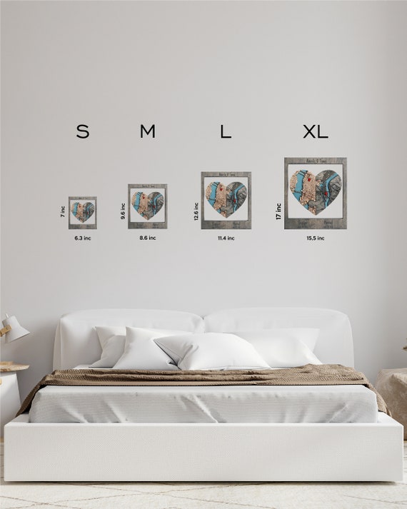 Newly Wed Gifts Two Locations Heart Puzzle Map Wooden Framed image 5