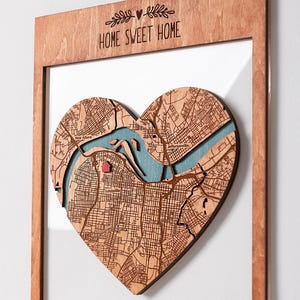 Housewarming Couples Gift, First Home/Custom City Map, Personalized Framed Wood Wall Art, New Home Gift, Apartment Decor, Christmas Gift