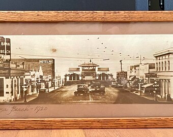 Antique Hermosa Beach CA 1920 Sepia Tone Original Framed Matted Photograph