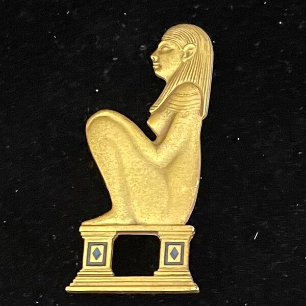 RMA Rubin Museum Art Egyptian Revival Gold Electroplate Queen Cleopatra Brooch