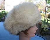 Q5 unisex beanie hat fox fur white beige tip end brown trim black astrakhan fur fits size 21 quot inches by 5 quot inches deep