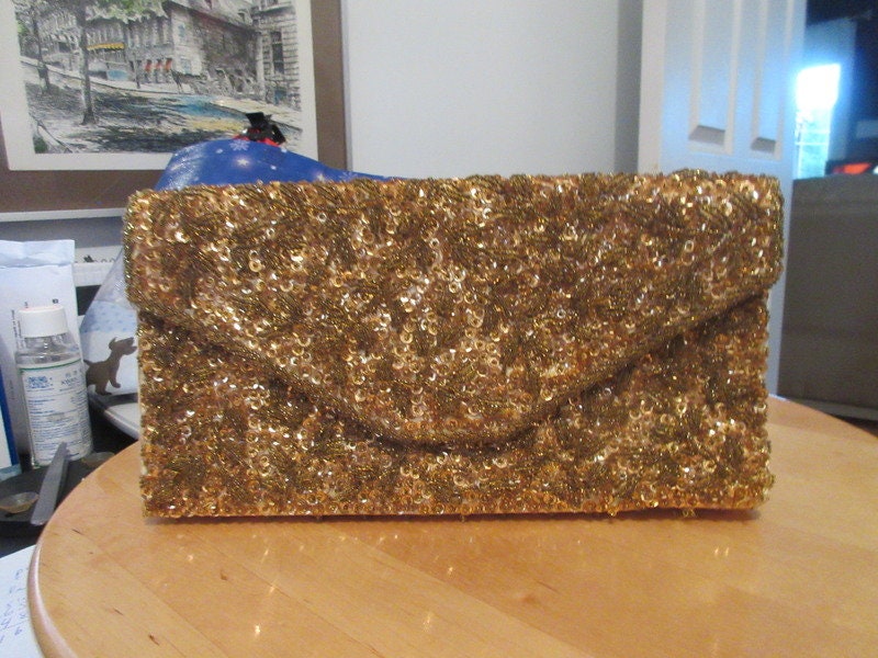 la regale purse vintage Gold Bronze Silver Hardshell Crossbody Clutch 6x6  20” SD