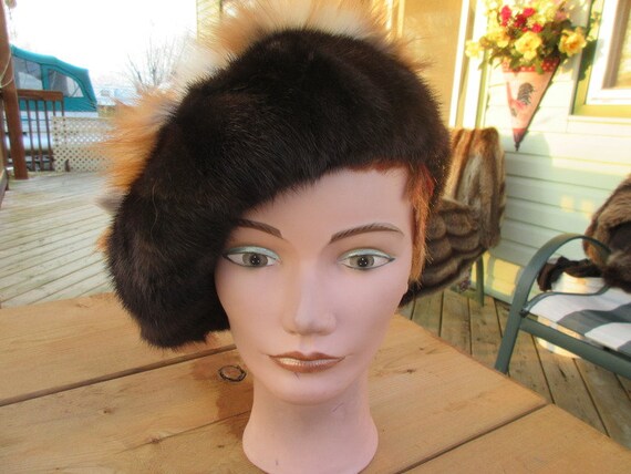 2y Men Women Beret Beanie Real Mink Mahogany Brown Fur Real Etsy