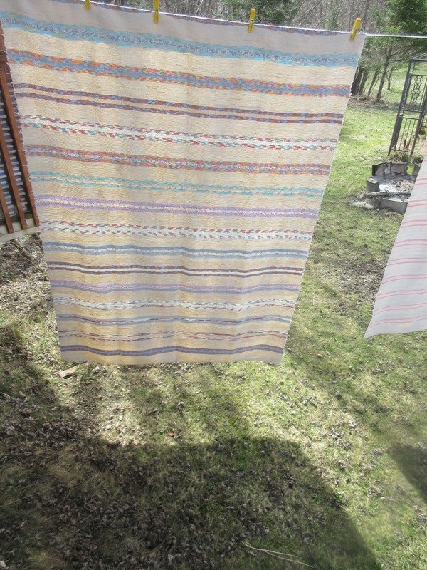 44 Woven Catalogne Blanket Hand Made Cotton 65 in Wide X Etsy