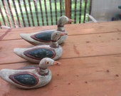 33 Vintage lots of 3 hand-carved duck figurine decoy made of wood 1-is 10.25 quot in long