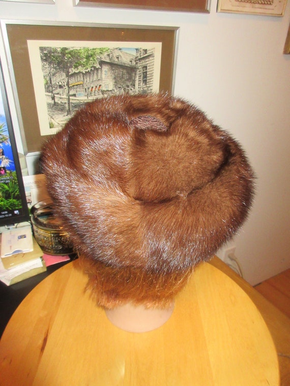 Mink Hat size 22 Fox and Mink Fur Hat-Large Brim Fur Hat Soft Brown – Madison  main image 2