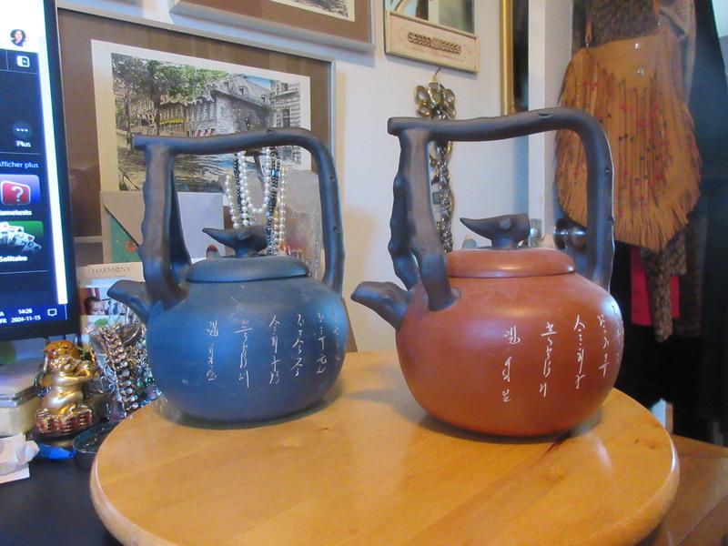 P14 Vintage Teapot Dark Blue Clay Zisha Yixing Chinese Handmade