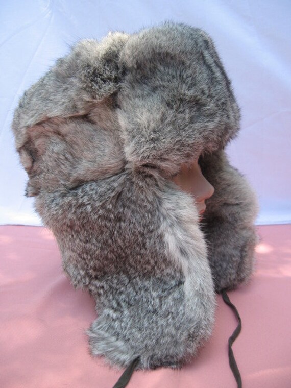 A20 fit size 23" in or 59cm rabbit fur hat gray &… - image 4