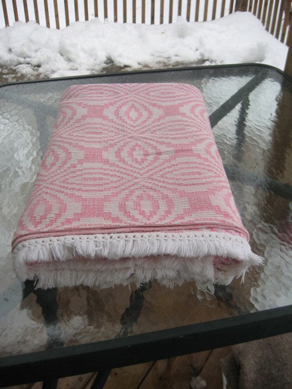 W5 Vintage Woven Rag Blanket Catalogne Cotton Blend Material Etsy