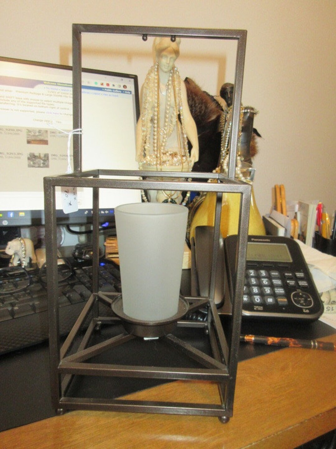 8 Partylite Candle Holder Frame and Frame 13.75 in Tall Handle Included