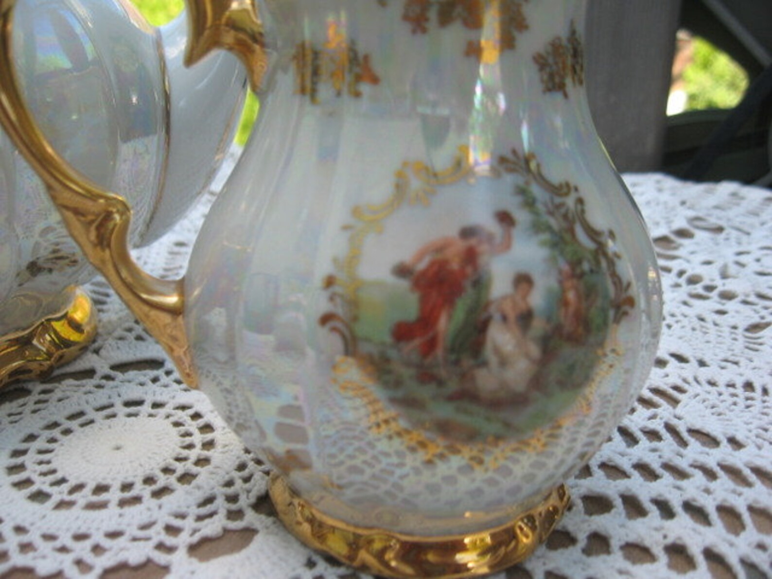 11 Tea Set L'amour East Germany Porcelain W/lovers 5 Pieces Top