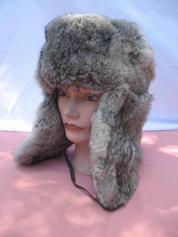 A20 fit size 23" in or 59cm rabbit fur hat gray &… - image 6