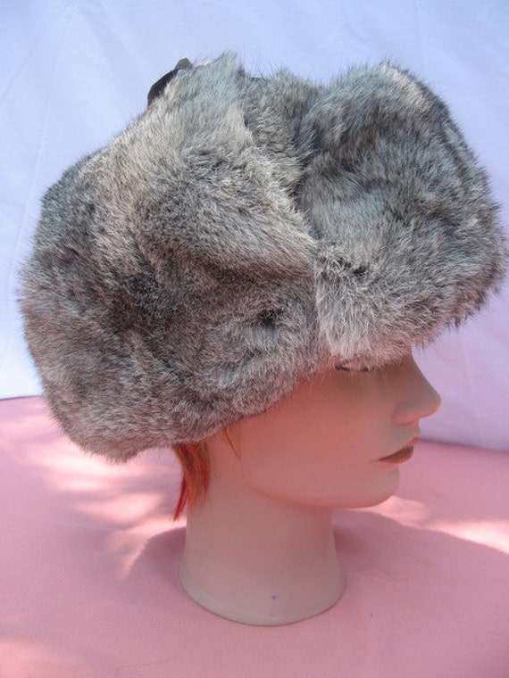 A20 fit size 23" in or 59cm rabbit fur hat gray &… - image 3