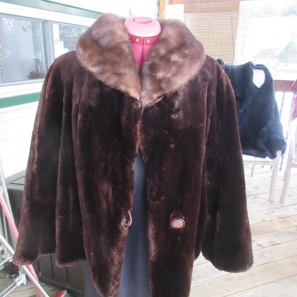 S11 women so sweet sheared mink fur and collar is mink fur fit size 8 to 10 medium