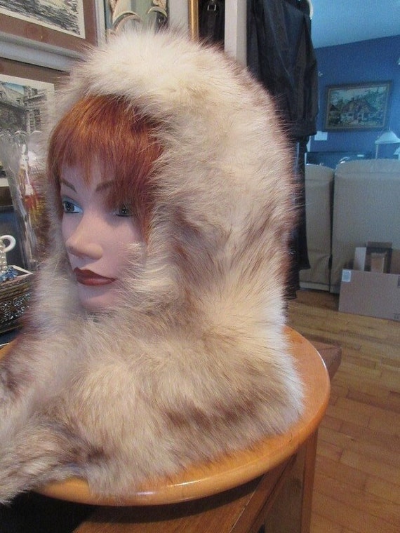 W1 sweet real fox fur collar white tip end brown … - image 2