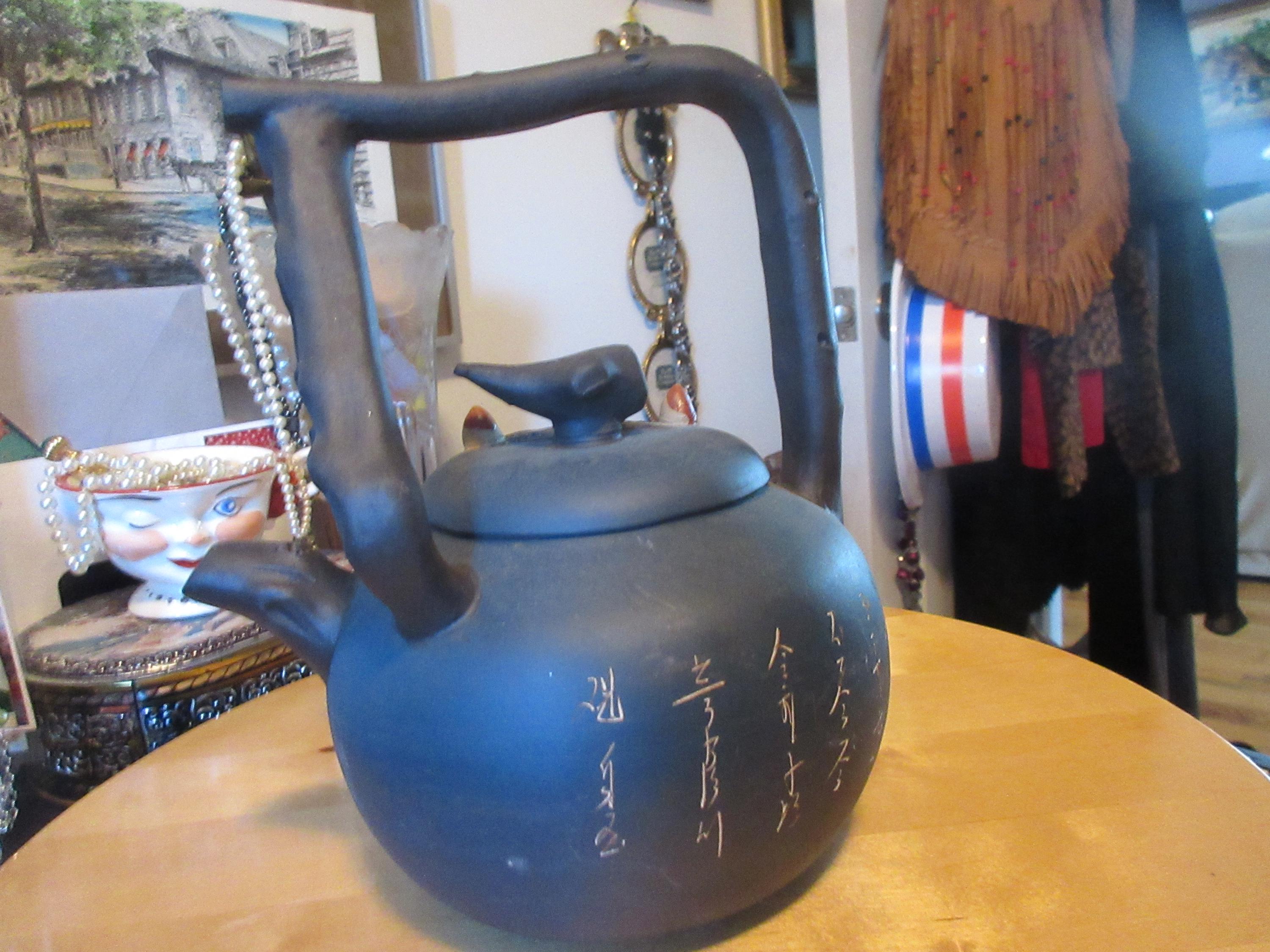 P14 Vintage Teapot Dark Blue Clay Zisha Yixing Chinese Handmade