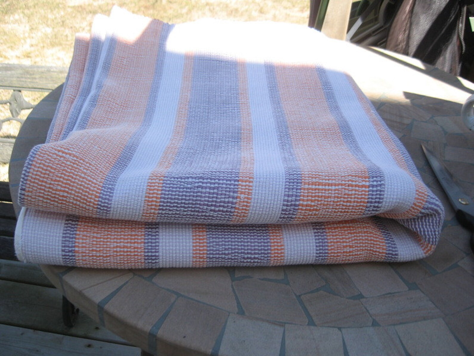 R9 vintage woven blanket catalogne cotton tread jersey Etsy 日本