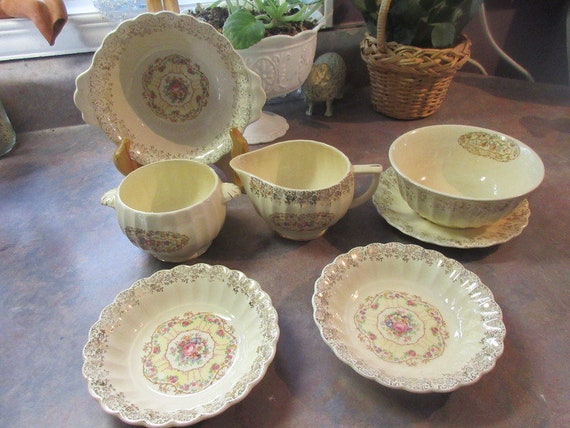 Antique dishes with gold trim deals