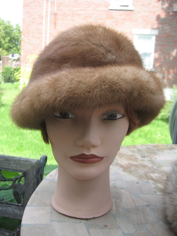 D1 Unisex Fedora Mink Fur Hat Beanie 22.5 Brim 3 Wide - Etsy display picture 3