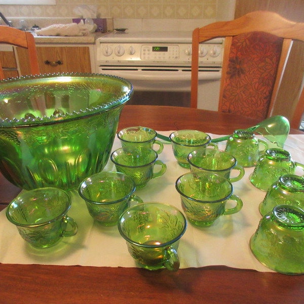 Green Punch Bowl Etsy