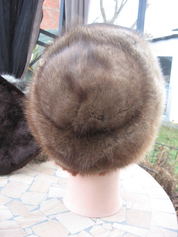 A39 unisex men women beanie real muskrat fur hat … - image 4