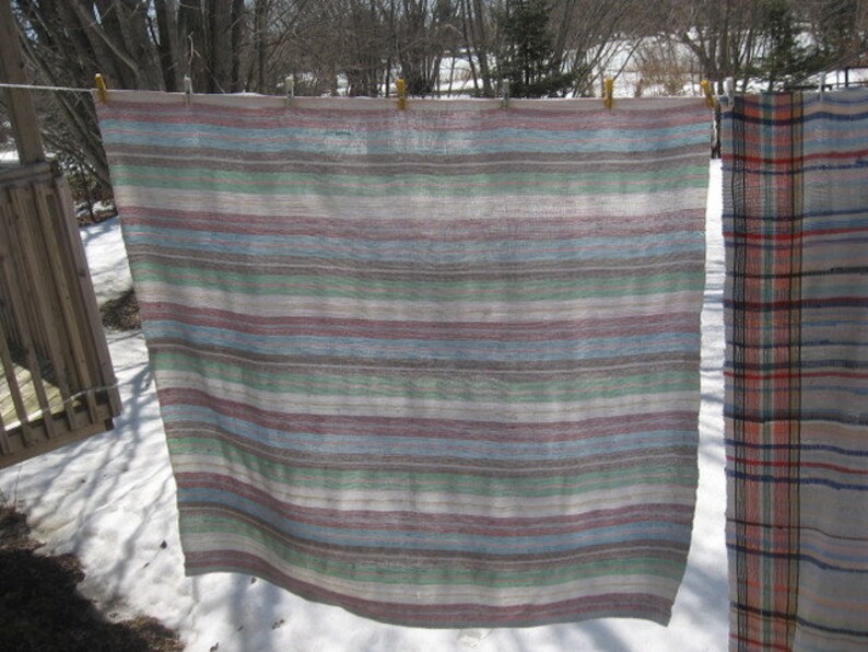 W9 Vintage Hand Made Rag Woven Blanket Catalogne Cotton Etsy