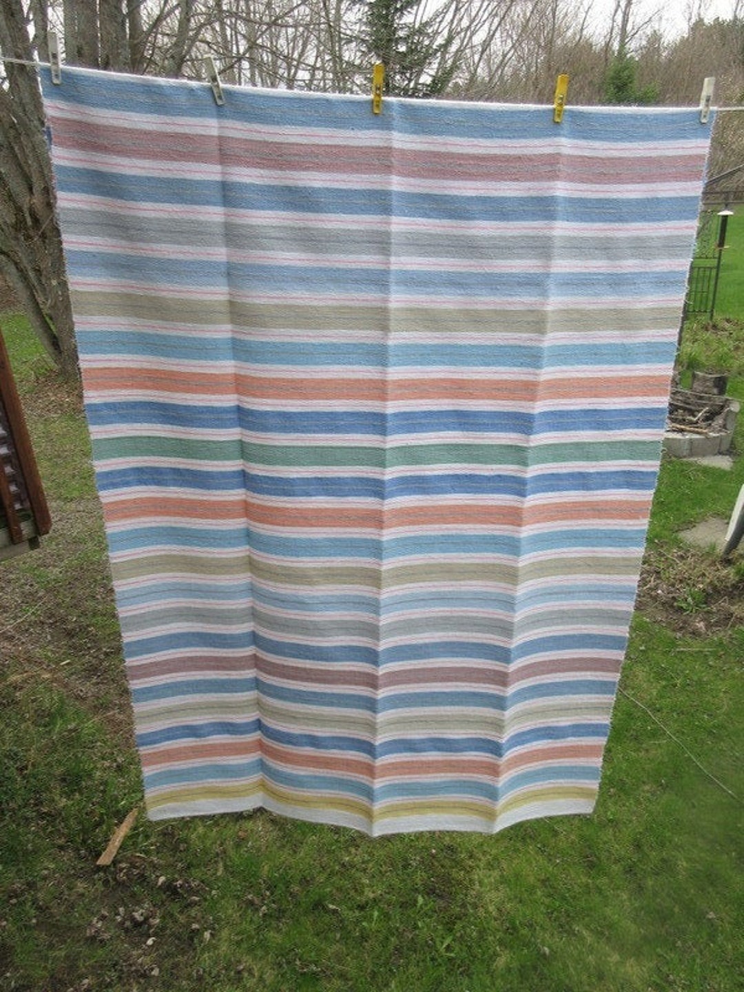 70 Woven Catalogne Blanket Hand Made Cotton 58 in X Etsy