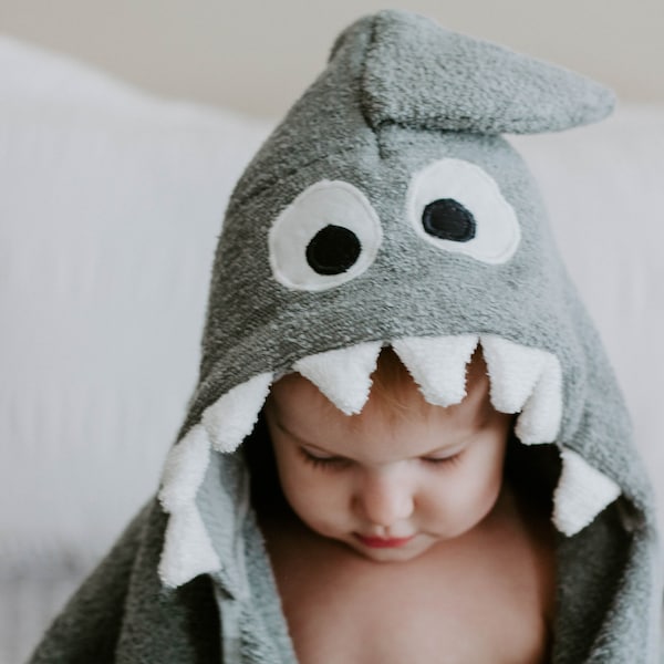 Grey Shark Hooded Towel, Hooded Towel, Animal Hooded Towel