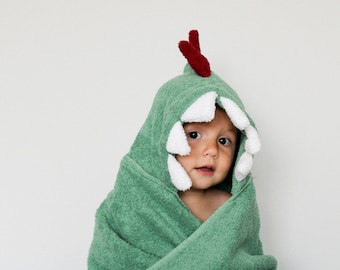 Dinosaur Hooded Bath Towel, Dragon Hooded Bath Towel Green Bath Towel, Hooded Baby Towel