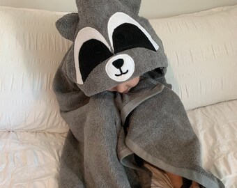 Raccoon Hooded Bath Towel