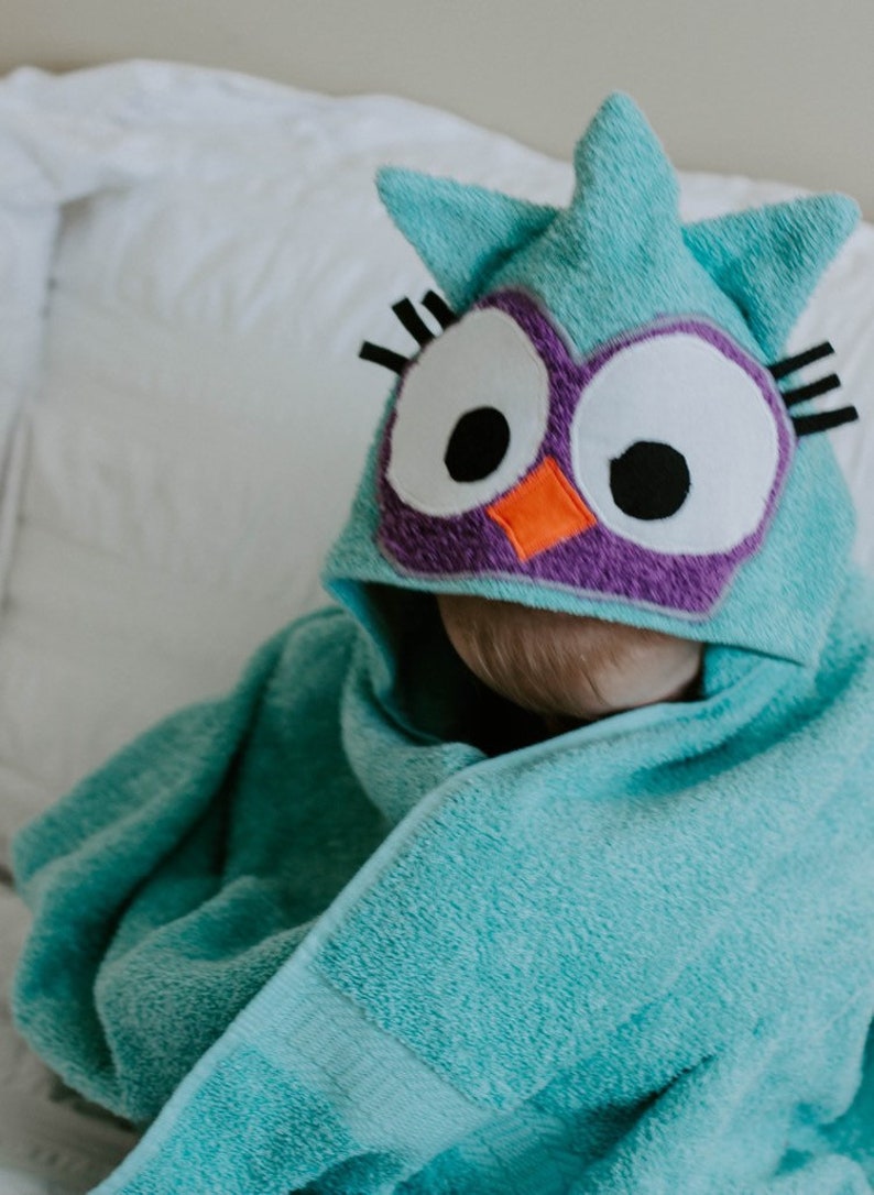 Owl Hooded Animal Towel Child Hooded Owl Towel Hooded Towel Etsy