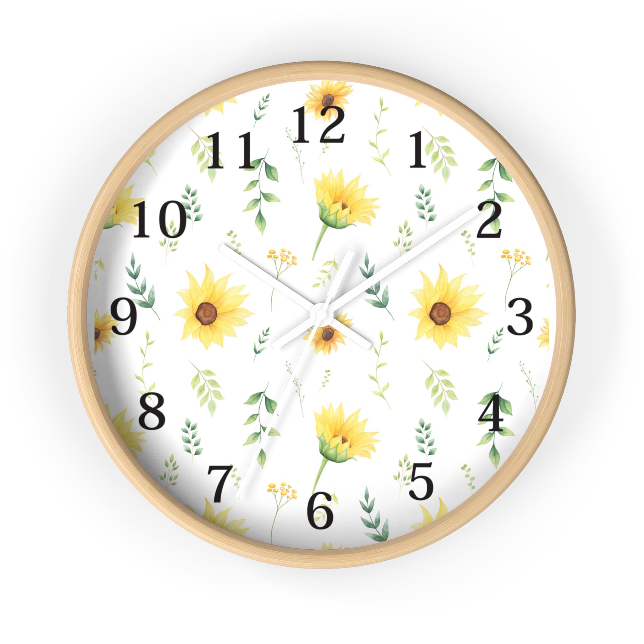 Yellow Floral Wall Clock, Sunflower Clock, House Warming Gift, Gift for ...
